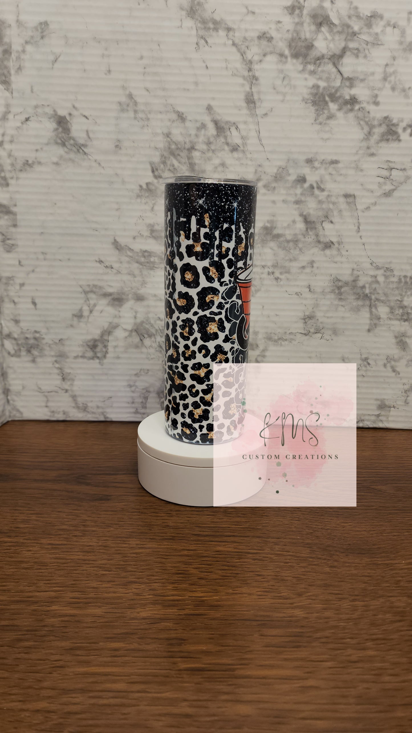 Cheetah and red cup game day tumbler