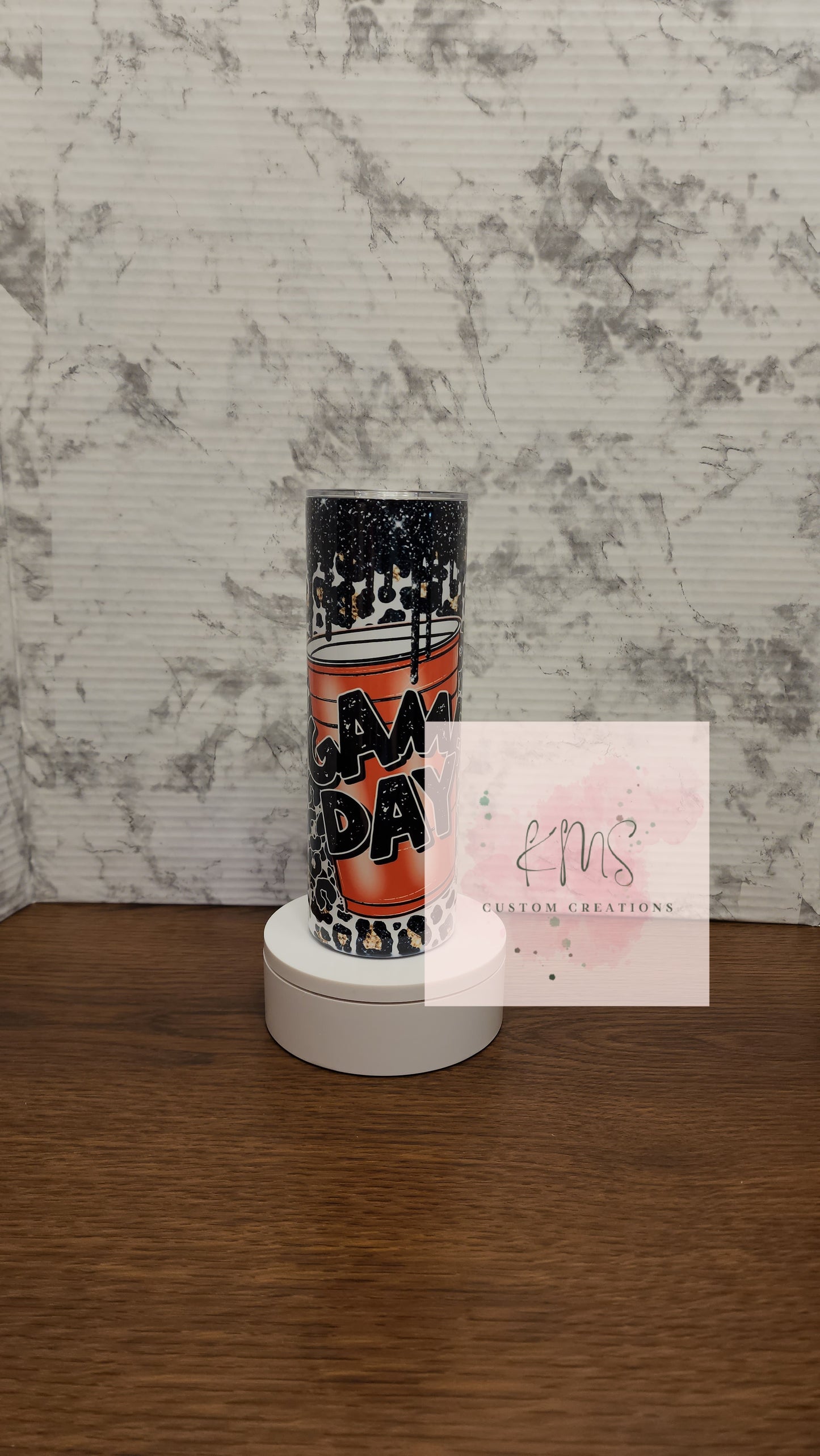 Cheetah and red cup game day tumbler